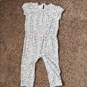 White and Black Patterned Baby Jumpsuit